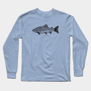 Brown Trout design - hand drawn freshwater fish art Long Sleeve T-Shirt